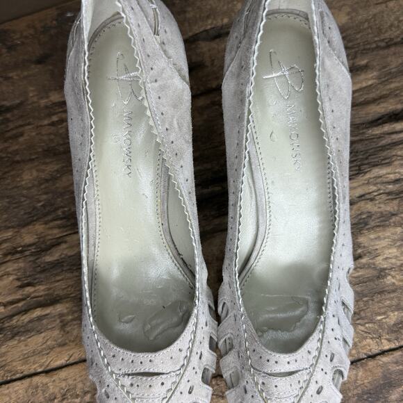 B Makowsky Gray Suede Peep Toe Cutout Platform Heels Women’s Size 9.5M - Picture 8 of 9